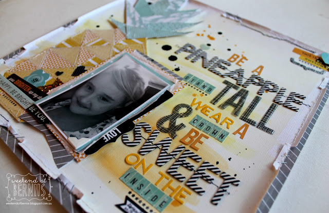 "Be a pineapple" layout by Bernii Miller using Pink Paislee "Hello Sunshine" collection. "Be a pineapple" layout by Bernii Miller using Pink Paislee "Hello Sunshine" collection.
