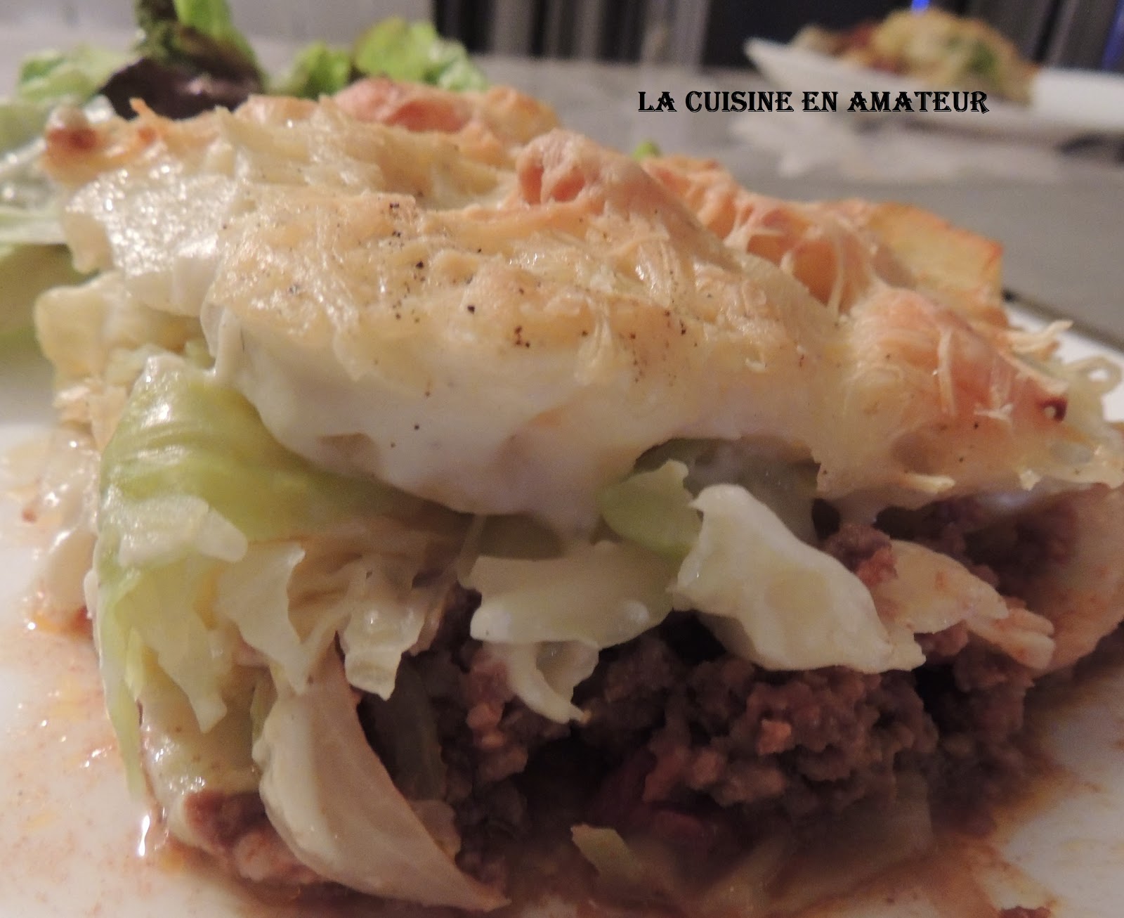 La cuisine en amateur de Maryline Gratin de chou vert et viande hâchée