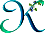 Abecedario Azul y Verde con Flores. Green and Blue Alphabet with Flowers.