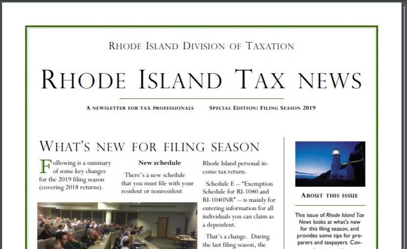 Rhode Island Division of Taxation 2019