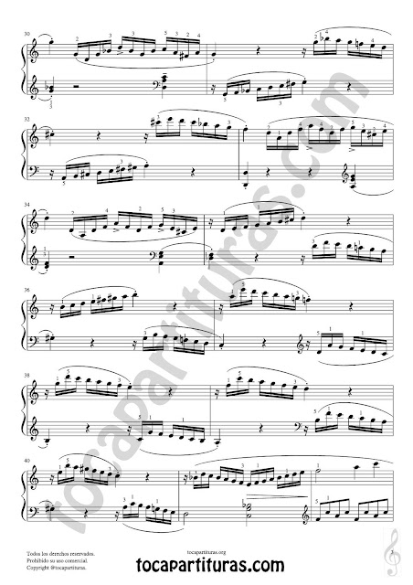 Hoja 3 Sonata en Do Mayor K545 Partitura de Piano Completa con digitación (Fingering Piano Sheet Music)