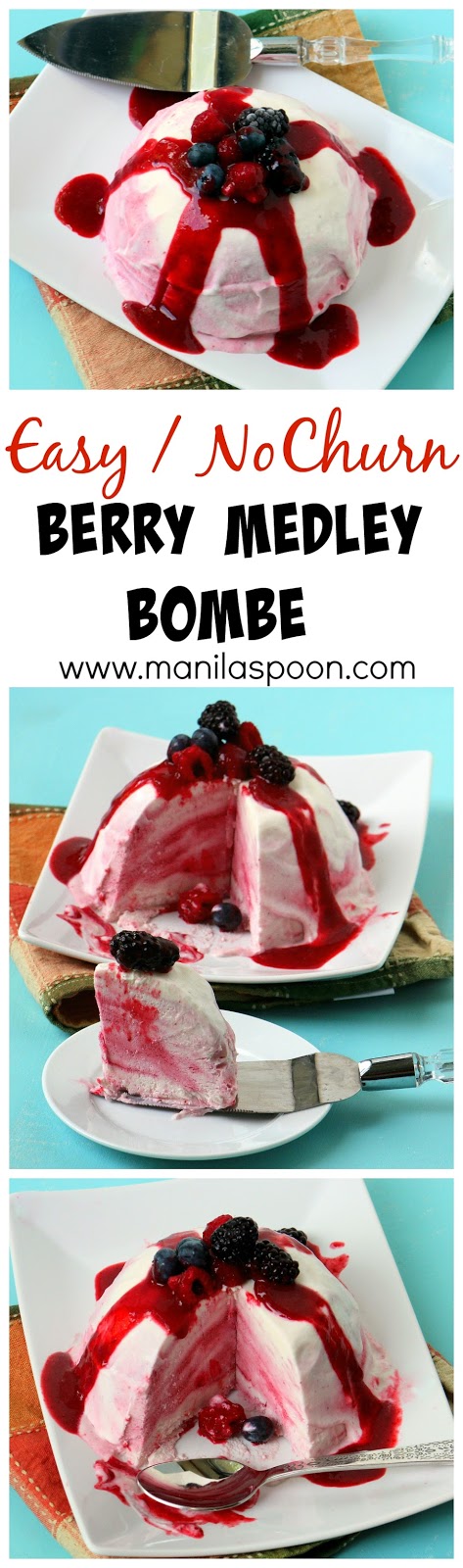 o need for an ice cream maker to make this super simple frozen dessert - Berry Medley Bombe. Simply mix the ingredients together then freeze. Enjoy with a sweet-tangy berry sauce.