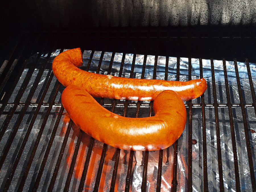 Pellet Smoker Cooking Italian Brat Burgers & fried squash blossoms