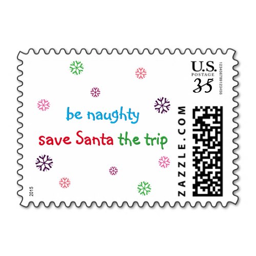 Be Naughty.. | Funny Christmas Holiday Postage Stamp