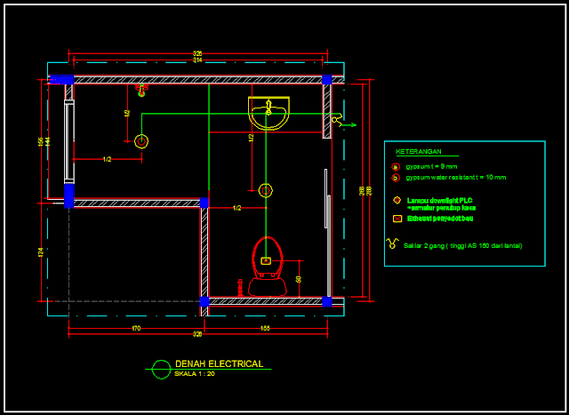 Detail Denah Kamar Mandi - Contoh Gambar AutoCAD