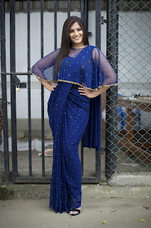 Actress Varalaxmi Sarathkumar Latest Photoshoot In Blue Saree Actress Varalaxmi Sarathkumar Latest Photoshoot In Blue Saree