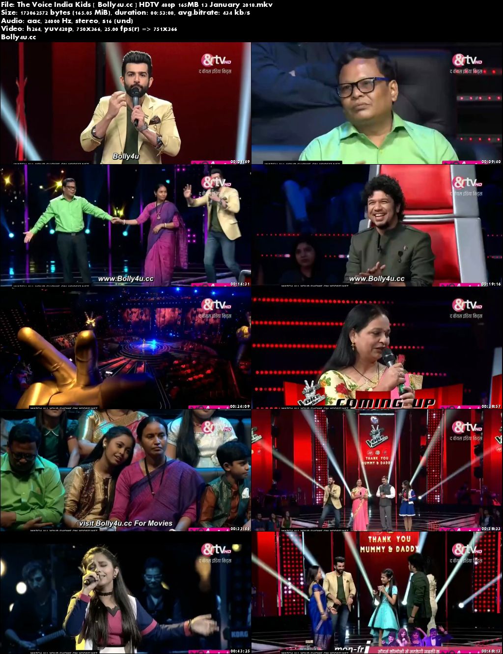 The Voice India Kids HDTV 480p 160MB 13 January 2018 Download