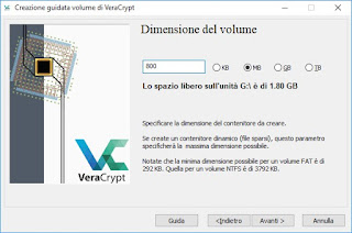 Dimensioni volume File volume Veracrypt
