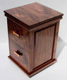 two-drawer walnut wood file cabinet