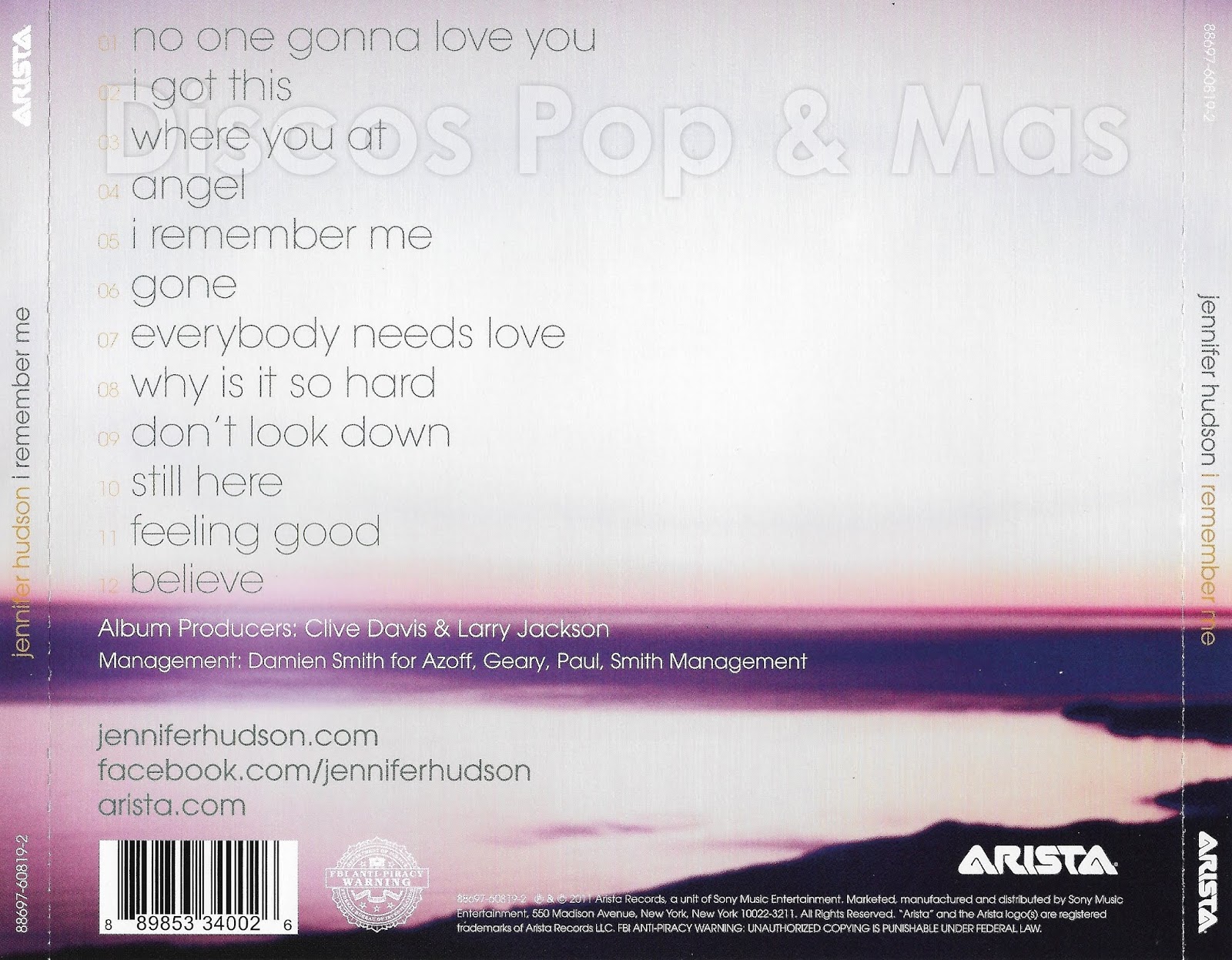 Discos Pop & Mas Jennifer Hudson I Remember Me