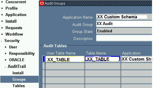 Audit Trail For Custom Table In Oracle, What Is Custom Table In Oracle