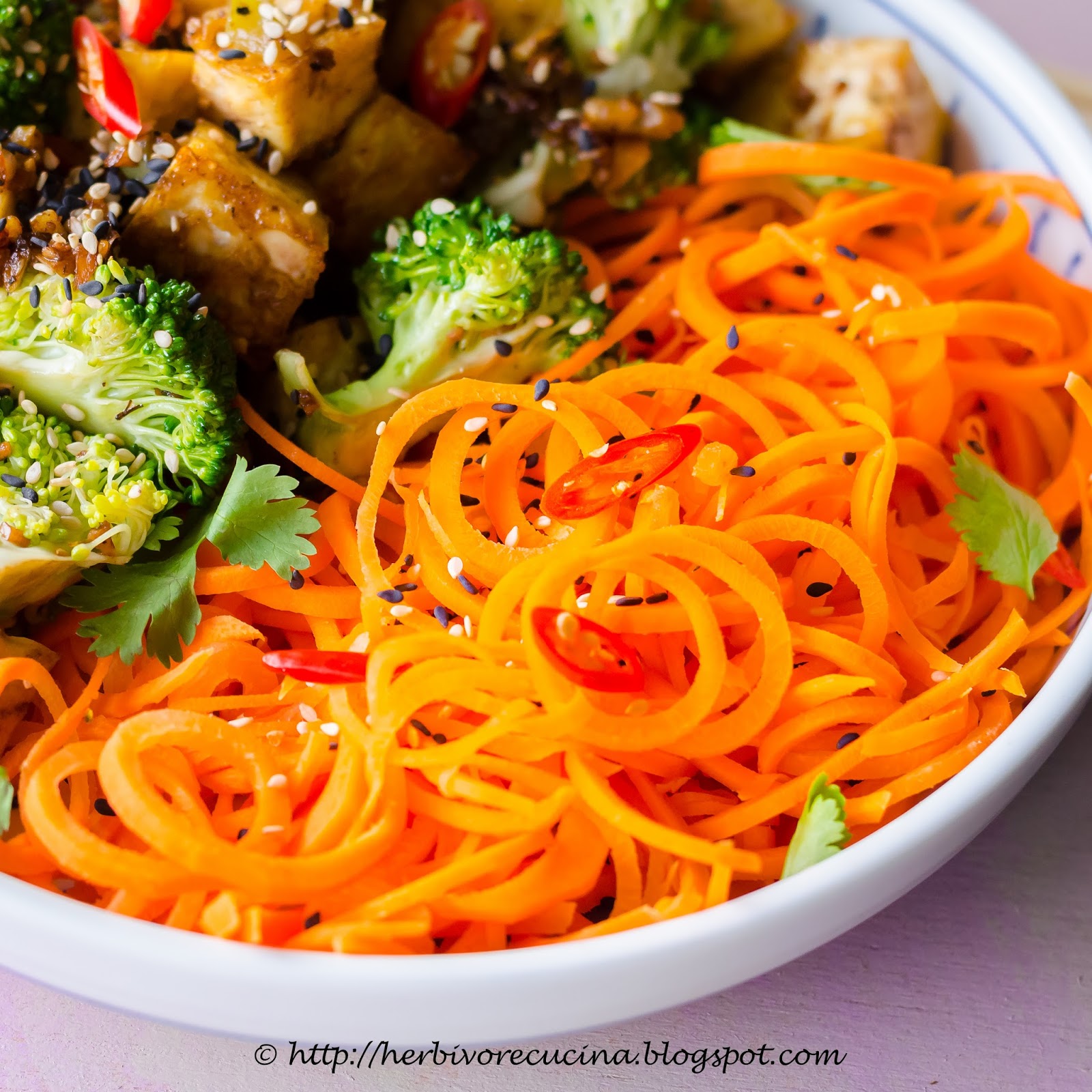 Herbivore Cucina Baked Tofu Bowl with Carrot Noodles