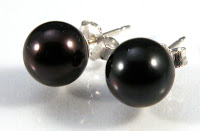 black pearl and sterling silver post earrings