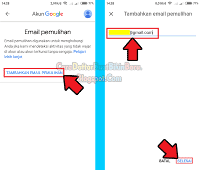 contoh alamat email pemulihan akun google