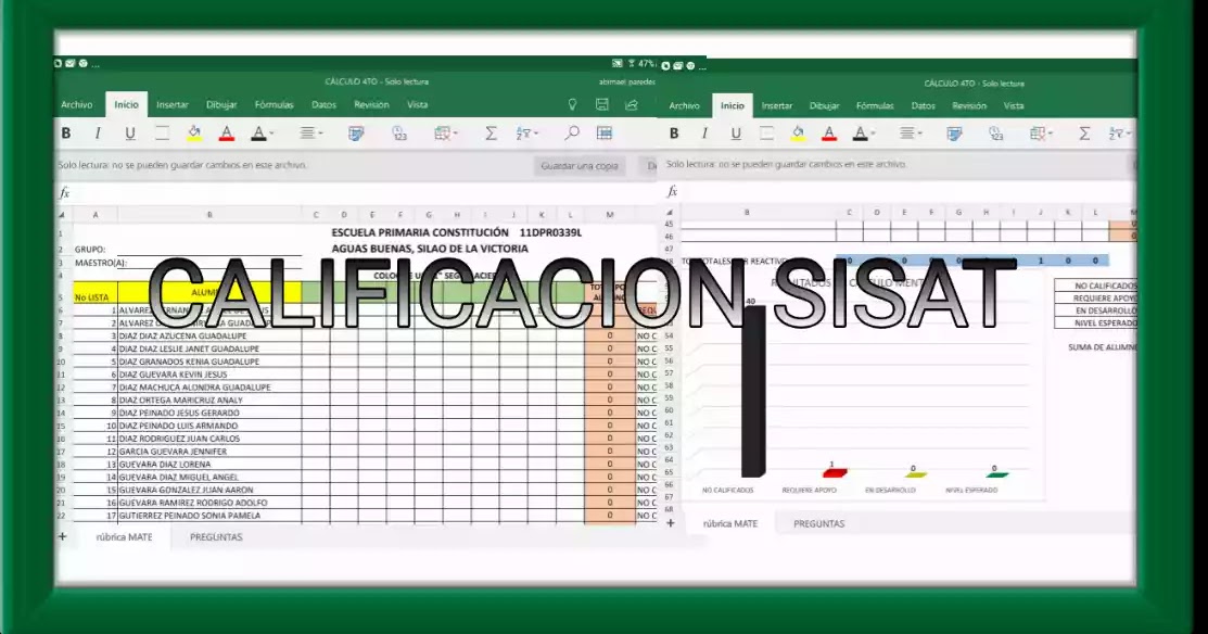 TABLAS Y GRAFICAS PARA CALIFICAR SISAT MATERIAL EDUCATIVO PRIMARIA