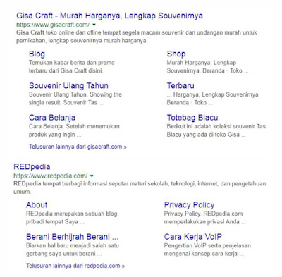 Contoh sitemap redpedia & gisa craft