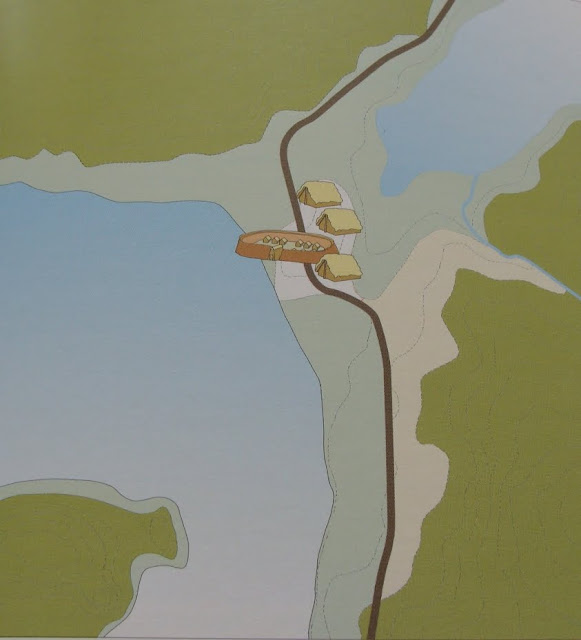 Rycina ilustrująca położenie grodu w Bruszczewie na tle sieci hydrograficznej