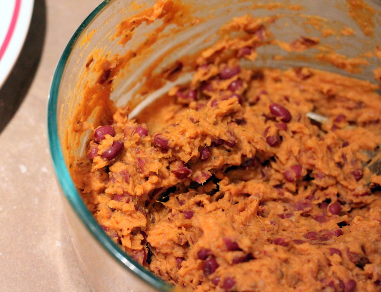 Adzuki sweet potato burger mix before being formed