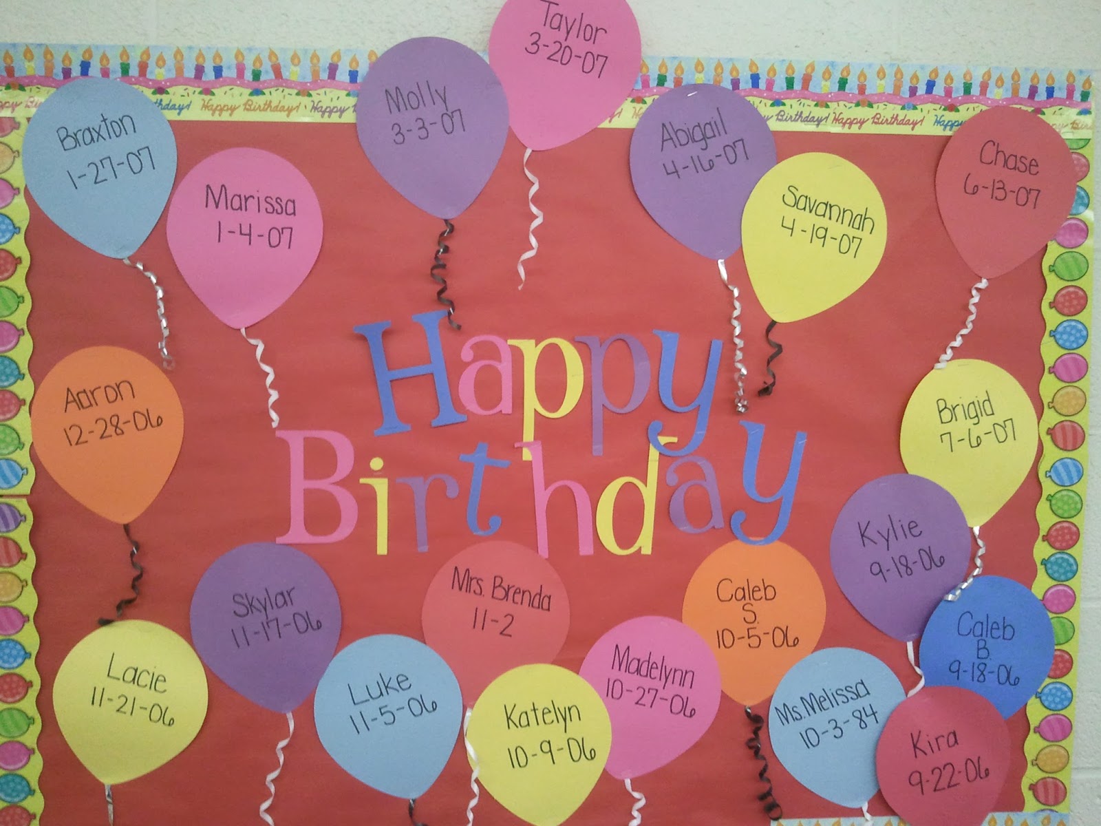 PreK, My Style: Birthday Bulletin Board