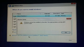 Sửa lỗi Windows cannot be installed to this disk. The selected disk is of the GPT partition style khi cài mới Windows 10