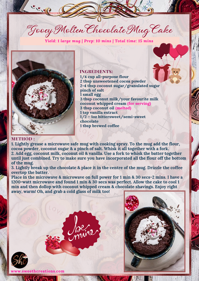 SHC’s 15 MOST ROMANTIC DESSERT RECIPES THAT WILL MAKE YOU MELT GOOEY MOLTEN CHOCOLATE MUG CAKE RECIPE