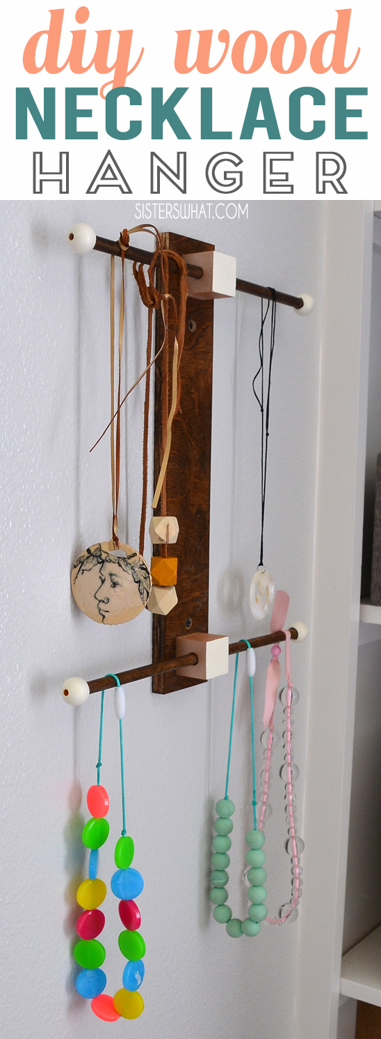 DIY stained wood necklace and bracelet hanger - an easy tutorial to keep your jewelry organized