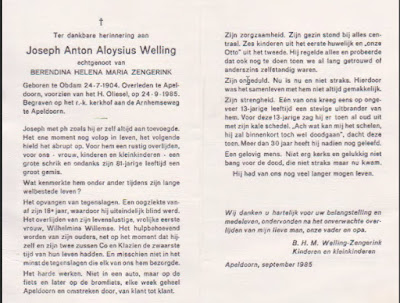 Bidprentje van Joseph Anton Aloysius Welling