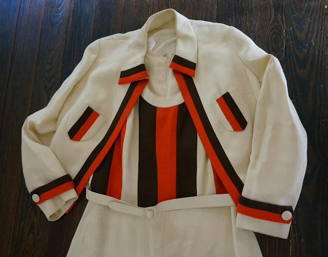 un ensemble robe veste en lin, des années 60  early 60s linen suit , dress jacket 1960s 