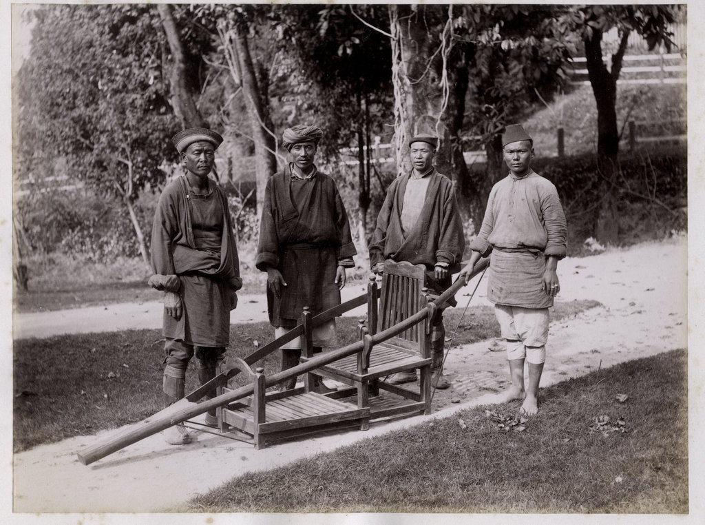 Bhutia Dandy (Carrying Chair) Bearers c1880's Old Indian Photos