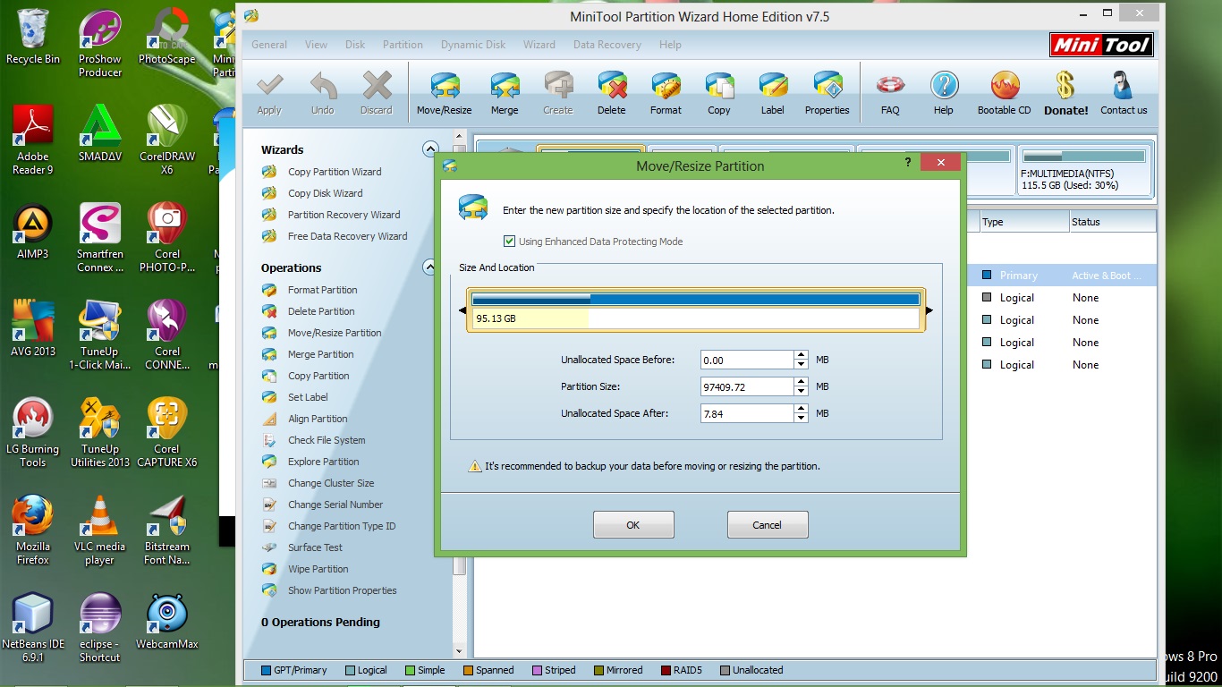 Show partitions