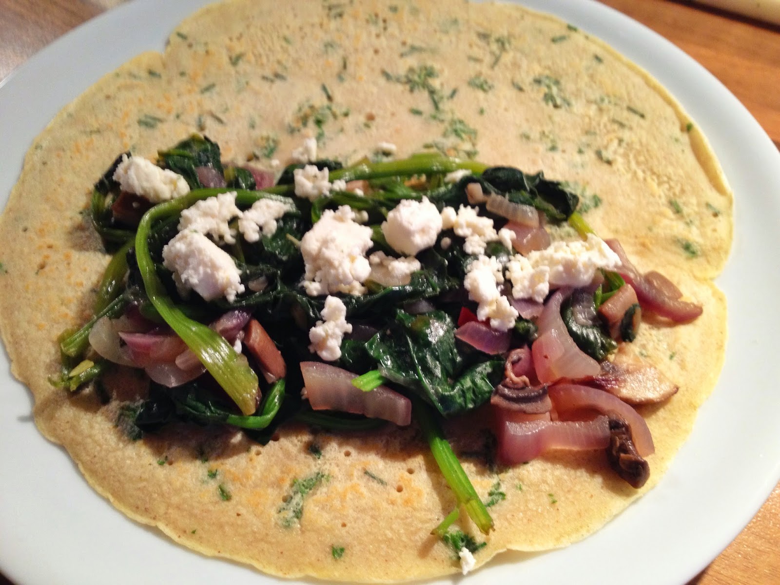 Pfannkuchen mit Spinat-Champignons-Feta-Füllung ~ LuboBase