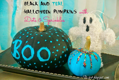 Black and Teal Halloween Pumpkin Crafts Black and Teal Halloween Pumpkins
