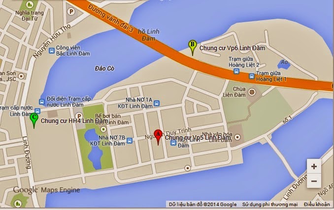  Vị trí chung cư HH2 Linh Đàm qua map google