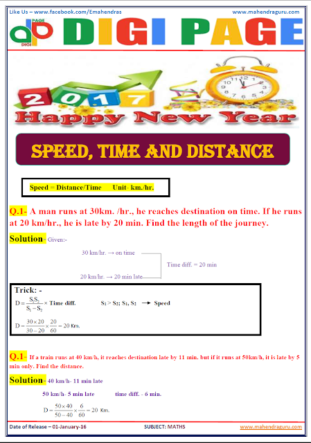   DP | SPEED, TIME & DISTANCE| 1 - JAN - 17