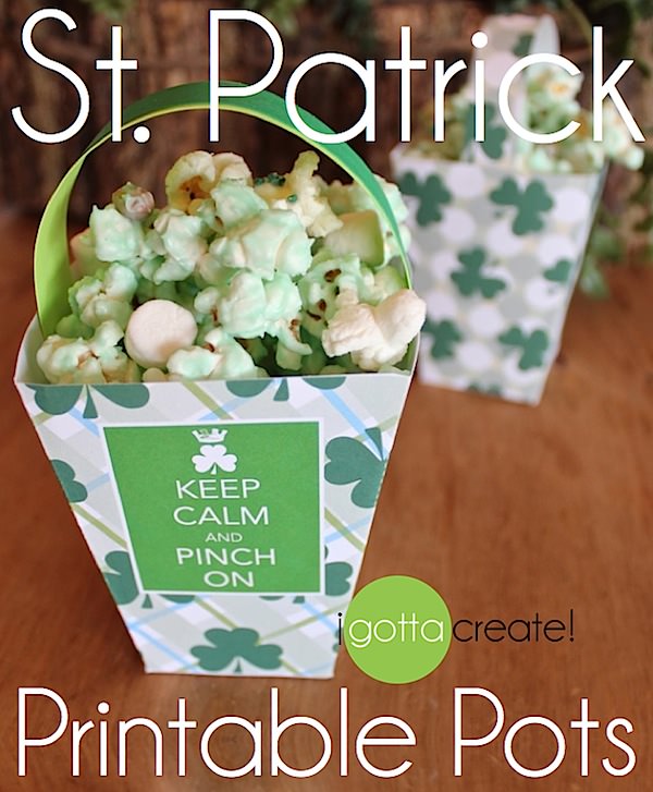 Free #StPatricksDay printable leprechaun treat pots! | Download at I Gotta Create!