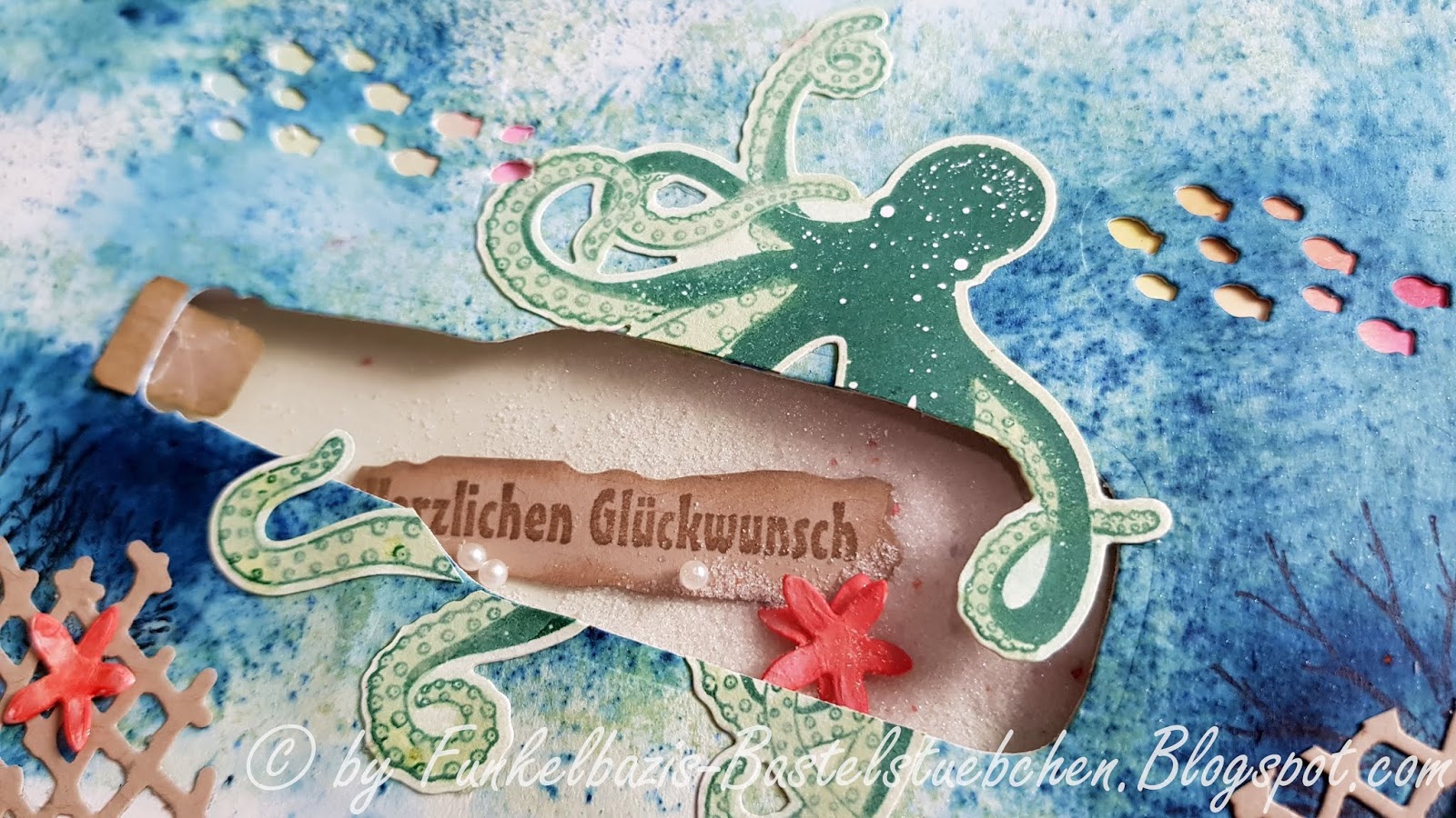 Funkelbazis Bastelstübchen Flaschenpost Geburtstagsgrüße aus den