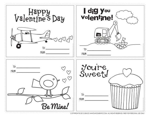valentines day card coloring pages - photo #34
