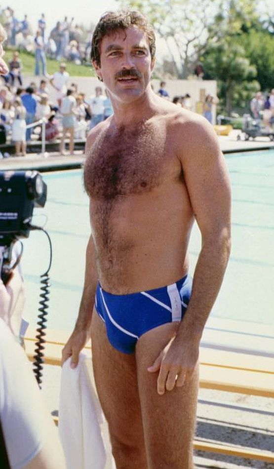 Sexiest 80s hunk in speedos: Tom Selleck. 