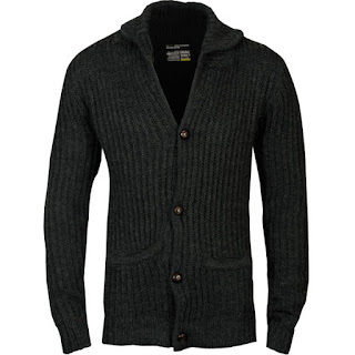 Brave Soul Men's Knitted Shawl Neck Button Thru Cardigan - Charcoal