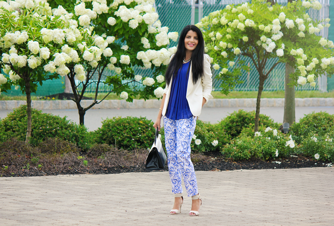 How to wear printed pants, White Blazer Outfits, Tailored Blazer Outfits