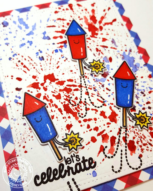 Sunny Studio Stamps: Stars & Stripes Red, White & Blue Fourth of July Rocket Card by Lindsey Bailey.