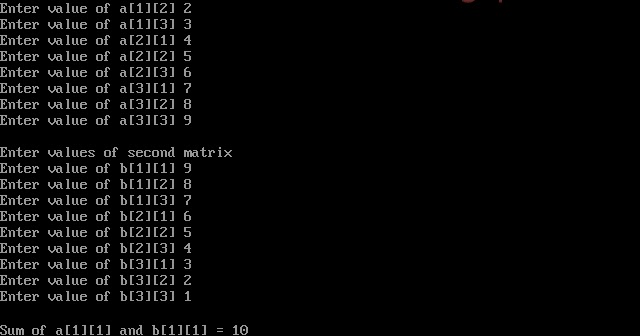 C PROGRAM: TO ADD TWO MATRICES USING ARRAY ~ noexit4u.com
