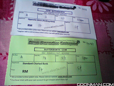 Bus Ticket, Lecture Hall 1 (DKG 1), UUM