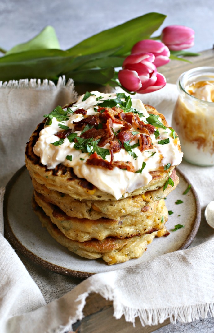 Hungry Couple Corn and Bacon Fritters with Apricot Yogurt Sauce