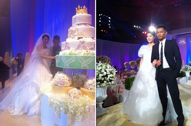 Tall and slim XingFang wore a princess ballgown wedding dress did not showcase her figure very well.