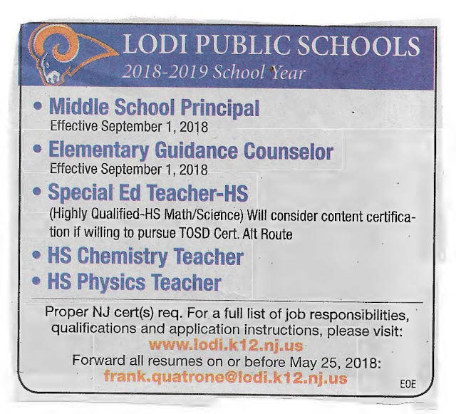 Lodi By The Numbers BOE job openings posted in today’s Record…