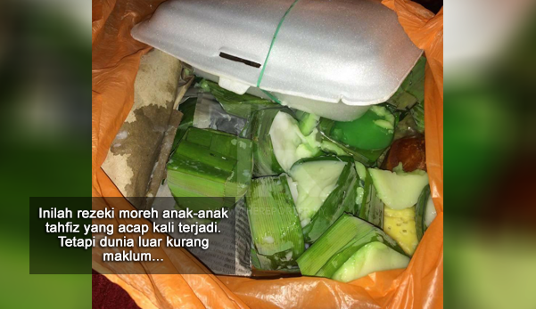 Mengalir air mata lihat makanan berbuka yang disedekahkan kepada anak-anak tahfiz ini...