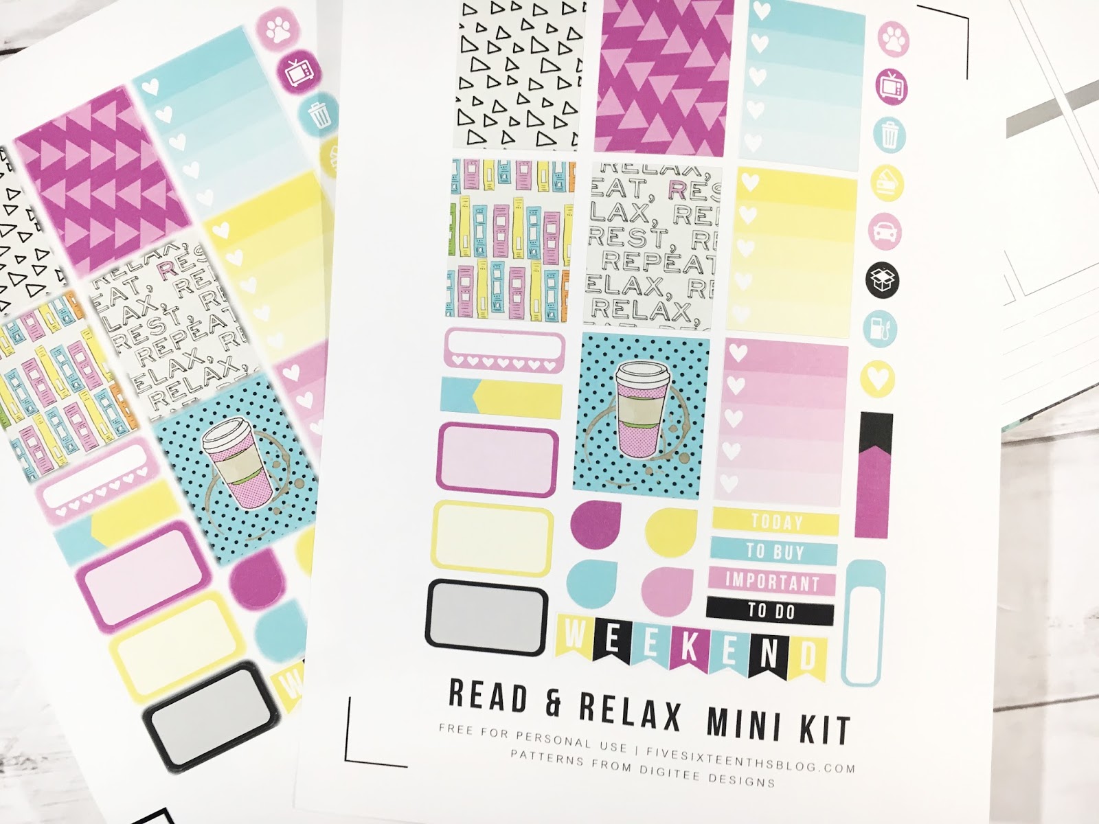 five sixteenths blog Free Sticker Friday // Read and Relax Mini Kit