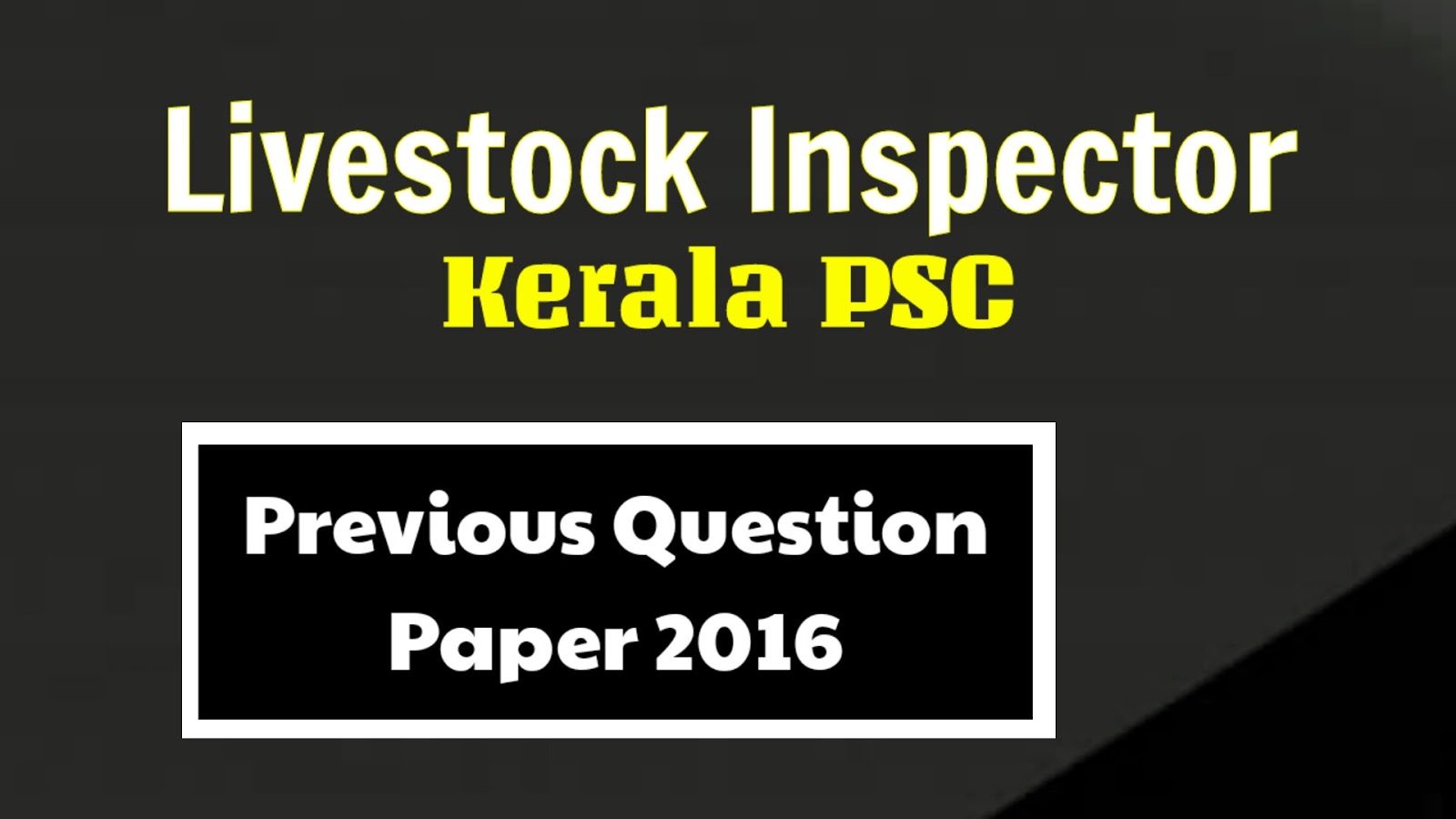 Kerala PSC Livestock Inspector Grade 2 Previous Question Paper Kerala