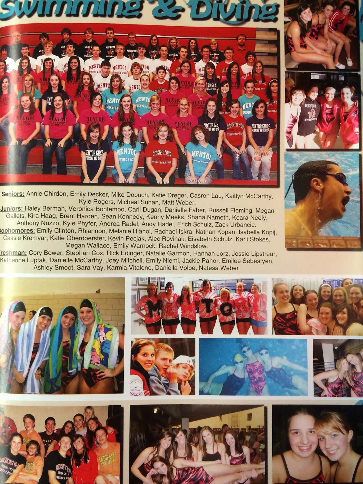 Mentor High School Swim Team Team Yearbooks